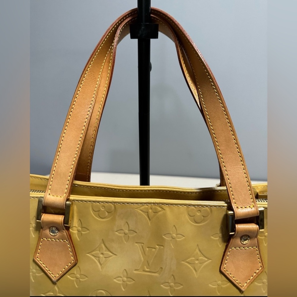 Louis Vuitton Yellow Monogram Vernis Tote with Tan Handles - Picture 7 of 13